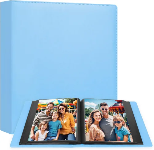 Vista 15 de Álbum de fotos 8x10 de 168 bolsillos con capacidad para 168 fotos, cubierta de piel de gran capacidad para fotos familiares de 8 x 10, álbum de Beige