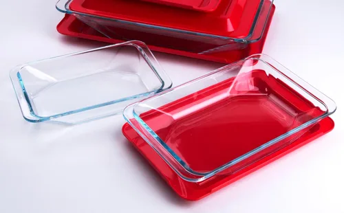 Vista 5 de Juego de 8 bandejas de vidrio templado para hornear con tapas sin bisfenol A. Apto para horno, microondas, refrigerador y lavavajillas, 0.8L, 1.5L