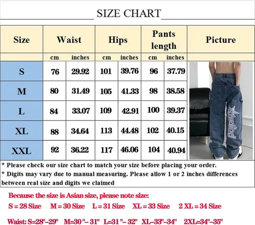 Vista 5 de Y2k Jeans - Pantalones de mezclilla para hombre, holgados, vintage, gráficos, estéticos, hip hop, pantalones de mezclilla Y2k Fashion Streetwear