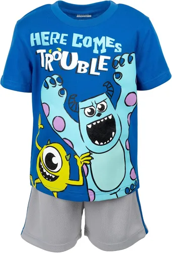 Vista 5 de Disney Winnie the Pooh Lion King Pixar Monsters Inc Toddler Boys T-Shirt and Mesh Shorts Outfit Set Toddler to Big Kid
