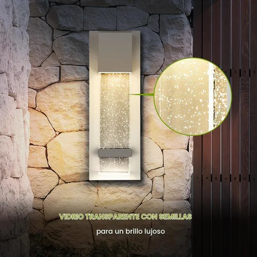 Vista 5 de ASD 13" LED Outdoor Wall Lantern Seeded Glass, Porch, Entryway White Blanco