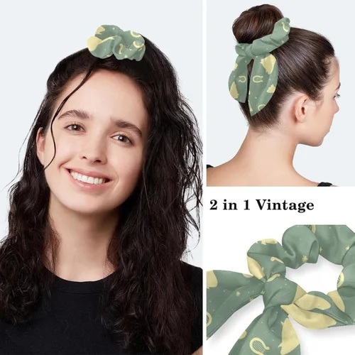 Vista 5 de Retro Car Classic Surgical Cap with ButtonsBow Hair Scrunchy for Long Hair