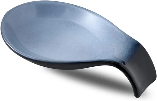 Vista 13 de Nihow Soporte de cuchara de cerámica: 4 pulgadas de soporte estable para utensilios - Soporte de cuchara resistente al calor para encimera de negro