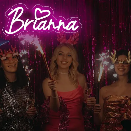 Vista 6 de Letrero de neón con el nombre Brianna para decoración de pared, luz de neón LED con el nombre Brianna para dormitorio de niños, decoración de fiesta