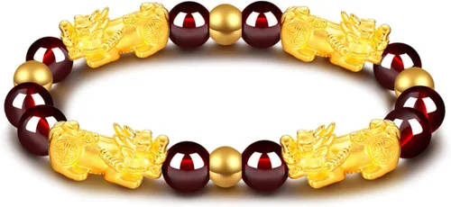 Vista 6 de 3 pulseras Feng Shui Pixiu de la buena suerte para mujeres y hombres, juego de pulseras de la suerte que atraen riqueza, dinero y fortuna, piedras