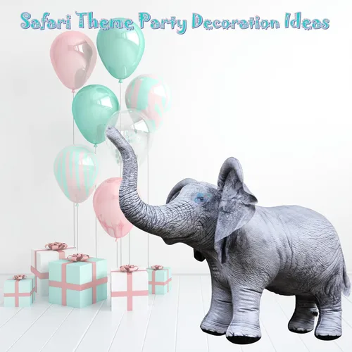 Vista 2 de Jet Creations Elefante inflable animal de 36 pulgadas de largo, juguete para edades de 3 años en adelante. Fiesta temática de safari de vida