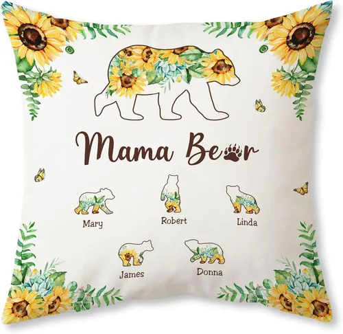Vista 21 de Hyturtle Personalized Best Mom Pillow with Insert – Custom Gift for Mother from Daughter Son – Inspirational Cushion for Birthday, Christmas, Mom