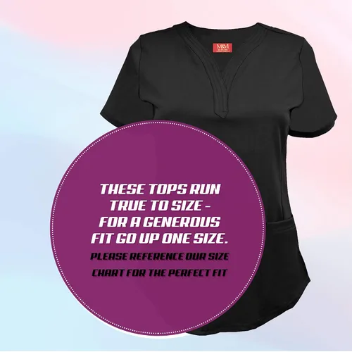Vista 4 de M&M SCRUBS Camiseta quirúrgica elástica ultra suave con cuello caído y 2 bolsillos para mujer