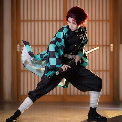 Vista 8 de QAQ-COSPPLAY - Disfraz de anime para cosplay de Kamado Nezuko Zenitsu Tanjirou Giyuu Kimono