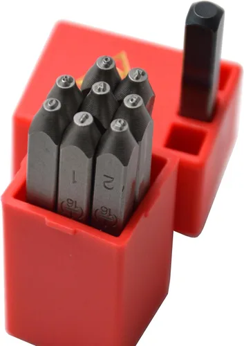 Vista 31 de Juego de 27 sellos de acero resistente con letras mayúsculas de 3/64" 1mm, kit de punzones de alfabeto para estampado a mano de caracteres, código