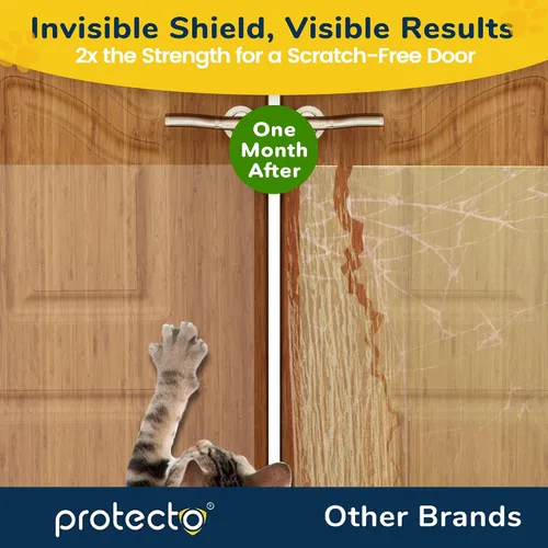 Vista 2 de PROTECTO - Protector de puerta contra arañazos de perros con cuchillo utilitario, 1 paquete de 60 x 8 pulgadas Door Scratch Protector for Dogs &