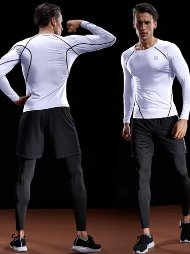 Vista 4 de Neleus - Camisas de compresión de manga larga para hombre, para ejercitarte, correr, 3 u.