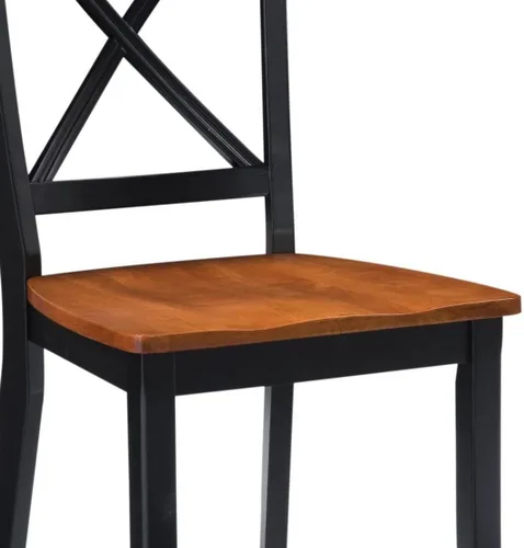 Vista 7 de Home Styles - Par de sillas de comedor clásicas de color negro y roble, con construcción de madera maciza, acabado de roble de cabaña, respaldo