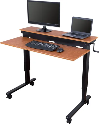 Vista 9 de DESK STORE - Escritorio para computadora ajustable para estar sentado o parado