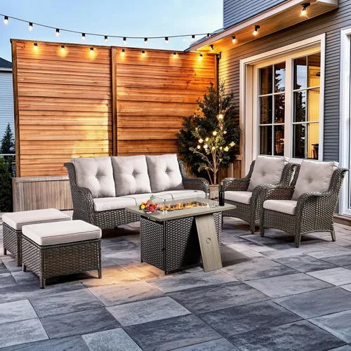 Vista 24 de HUMMUH Juego de 2 sillas de mimbre para patio, sillas de comedor de ratán de polietileno para exteriores, con cojines de asiento de 4 pulgadas