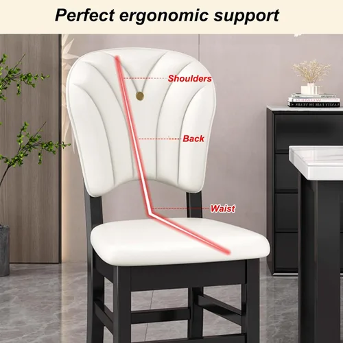 Vista 4 de Upholstered Leather Dining Room Chairs, Dining Chairs Set Kitchen Chair with Solid Wood Legs, Dining Room Side Chair for Bedroom, Vanity, Living