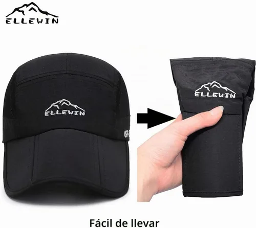 Vista 3 de Gorra de béisbol unisex UPF 50 sin estructura con visera larga y grande plegable Negro L