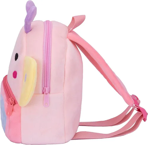 Vista 3 de JoyRokaro Mochila de mariposa para niños pequeños, bonita bolsa de felpa de dibujos animados de 10 pulgadas, mochila preescolar para niñas de 2 a 6