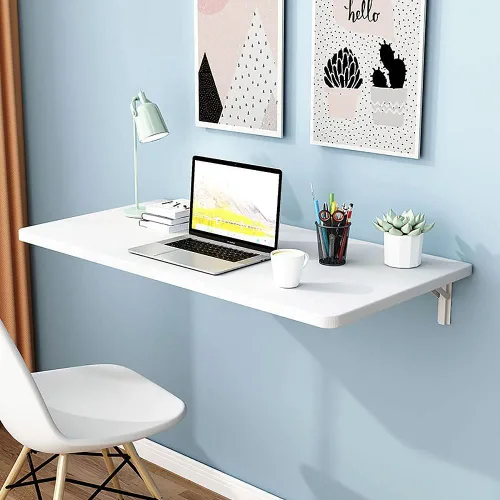Vista 12 de Mesas plegables, banco de trabajo plegable para montar en la pared, mesa de madera montada en la pared, soporte resistente, mesa de pared estable