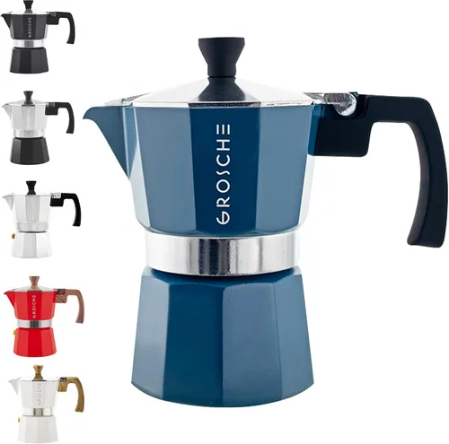 Vista 27 de GROSCHE Milano - Cafetera Moka para estufa, olla de expreso para 3 tazas de café, 5 oz, color negro - Cafetera cubana para estufa, cafetera Moka