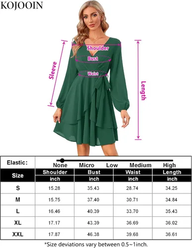 Vista 7 de KOJOOIN Vestidos de patinadora para mujer, sexy, cuello en V, manga corta, lazo en la cintura, con volantes, bohemio, con vuelo, mini vestido