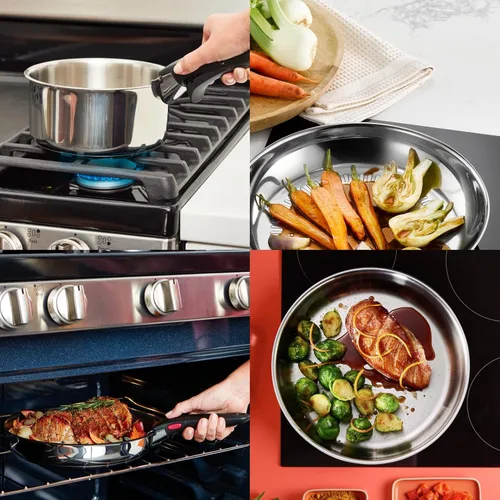 Vista 5 de Tefal Ingenio Preference ON - Juego de cacerolas, 7 piezas, apilable, mango extraíble, ahorro de espacio, antiadherente, inducción, acero