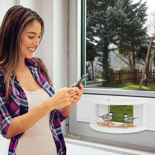 Vista 7 de Comederos para pájaros en ventana para ver – Comedero para pájaros de visión clara de 180°, duradero, elegante, se adapta a ventanas de 27 a 35