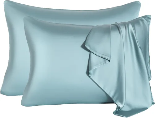 Vista 28 de Funda de almohada de seda de morera para cabello y piel - Funda de almohada de seda refrescante con cremallera oculta, de doble lado, suave