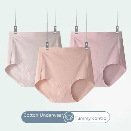 Vista 3 de abandi Ropa interior para mujer, de cintura alta, de algodón, cobertura completa, control de abdomen, paquete de 5