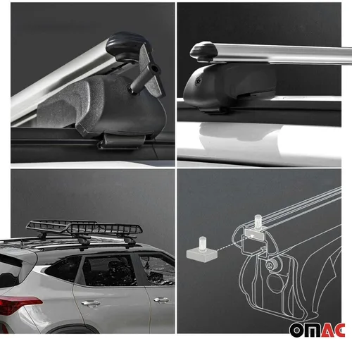 Vista 4 de OMAC Portaequipajes con cerradura para Mercedes GLA Class X156 2015-2019 Alu Gris