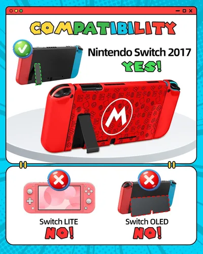 Vista 2 de Gurgitat 4in1 Cute for Nintendo Switch Case Protector, Switch Game Cases Cartridge Storage Maro Cartoon Cool Boys Men 24 Game Card Holder