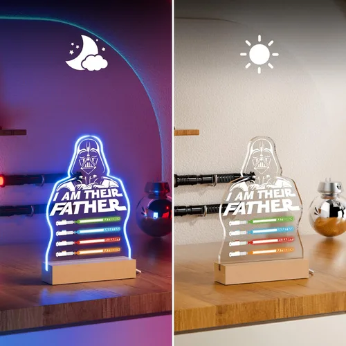 Vista 7 de iDIY Regalos personalizados para el día del padre, sable de luz nocturna 3D con nombre personalizado, lámpara de letrero con texto en inglés "I Am
