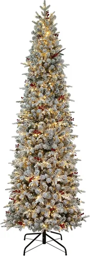 Vista 9 de Haute Decor Lexington - Árbol de Navidad delgado de abeto artificial flocado (7 pies)
