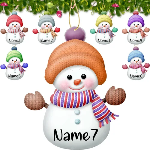 Vista 9 de 7 adornos de Navidad personalizados con nombre personalizado muñeco de nieve para árbol de Navidad, decoraciones colgantes regalos personalizados