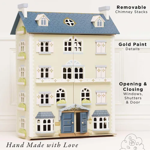 Vista 9 de Le Toy Van - Casa de muñecas grande de madera Palace House Ideal como regalo Juego de casa de muñecas de madera de 5 plantas - Adecuado