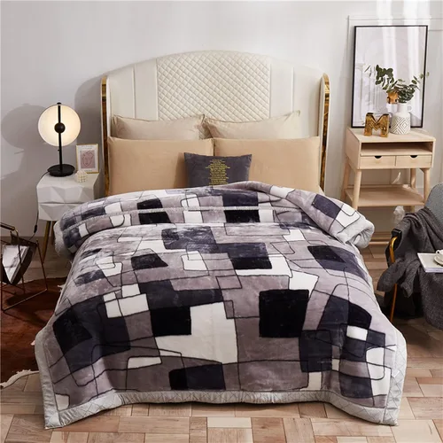 Vista 9 de LGYKUMEG Manta de visón coreano para sofá de 59 x 79 pulgadas, manta reversible de 2 capas Raschel para cama individual