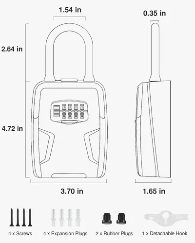 Vista 2 de Puroma Caja de seguridad grande para llaves con gancho, caja de bloqueo de código de combinación reiniciable, caja de seguridad impermeable