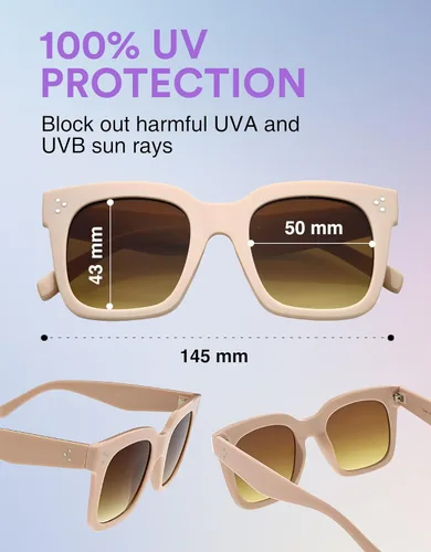 Vista 75 de zeroUV - Gafas de sol cuadradas retro de moda de gran tamaño para mujer estilo vintage 1.969 pulgadas