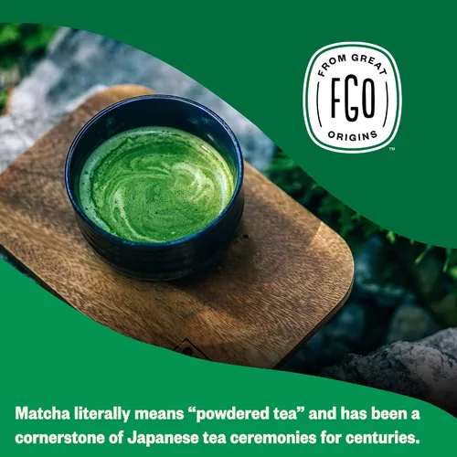 Vista 5 de FGO Té matcha latte en polvo, orgánico, bolsa a granel que se puede volver a cerrar, de 16 oz, matcha japonés con azúcar de caña orgánica