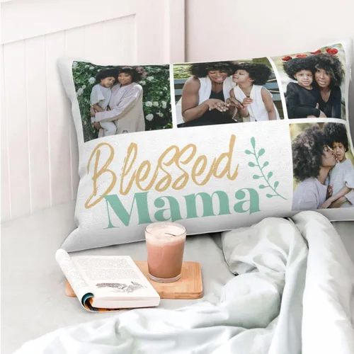 Vista 2 de Funda de almohada personalizada para el día de la madre, funda de almohada personalizada con collage de fotos, funda de almohada con fotos