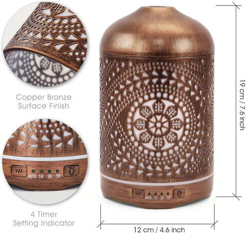 Vista 5 de Earnest Living Difusor de aceite esencial Difusor de metal, temporizadores de 8.5 fl oz, luces nocturnas y función de apagado automático