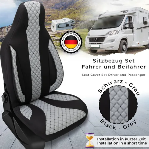 Vista 6 de Bremer SITZBEZÜGE Motorhome Seat Covers Ford Transit Custom Vanestro Atlantic Titanium WPL401 WPL401 - Black/Grey