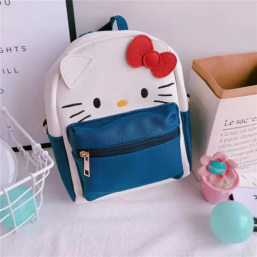 Vista 4 de Mini mochila de poliuretano con diseño de animé de dibujos animados Kuromi para niños, niñas, cosplay, Azul marino, 7 x 3 x 8.3 inches, Anime