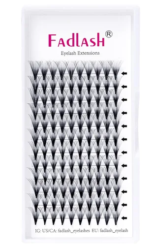 Vista 24 de FADLASH Extensiones de pestañas postizas en abanico con base puntiaguda 10D, extensiones de pestañas postizas de tallo medio, extensiones