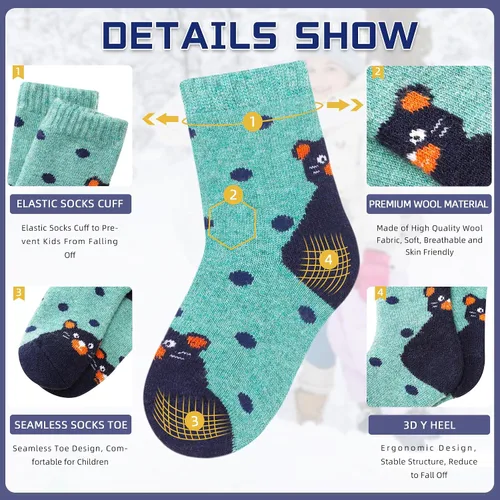 Vista 106 de Eocom 6 pares de calcetines de invierno cálidos de lana para niños y niñas