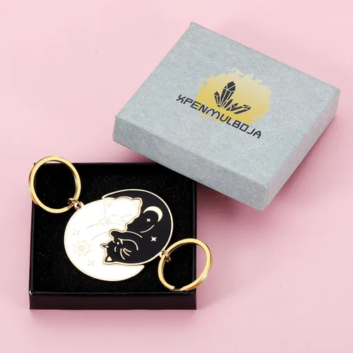 Vista 2 de XPENMULBOJA Regalos para parejas, lindo llavero para novio, novia, mejor amigo, Navidad, día de San Valentín, pareja, amante de los gatos