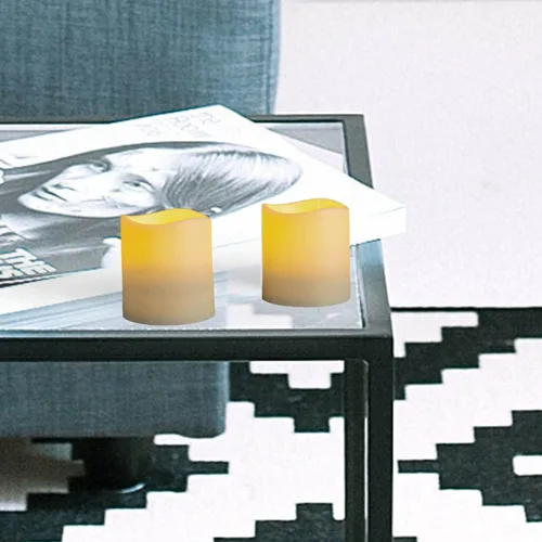 Vista 8 de LampLust Velas de pilar sin llama para exteriores, impermeables, paquete de 2, 3 x 3, color marfil LED