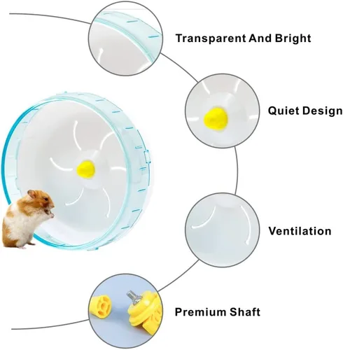 Vista 6 de Rueda de hámster silenciosa – Rueda de ejercicio para hámsters sirios – Rueda giratoria silenciosa para animales pequeños – Hámsters de mascotas