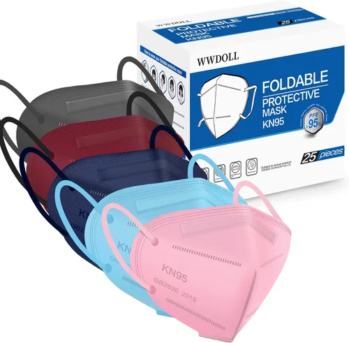 Vista 8 de WWDOLL KN95 Face Mask 25 Pack, 5-Layers Breathable Disposable KN95 Masks