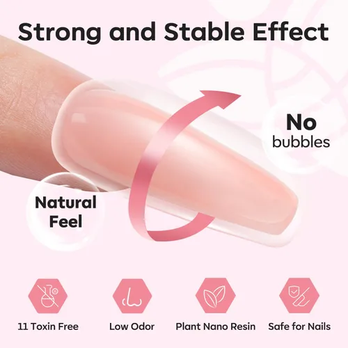 Vista 6 de Modelones – Kit de uñas de polygel, geles de construcción de uñas de 6 colores, kit de polygel para hacer extensiones de uñas rosa claro, blanco